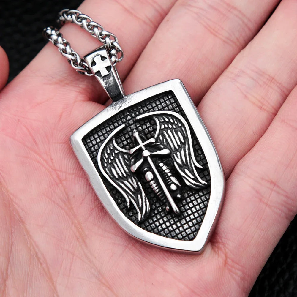 PENDRA Michaelguardian Punk 316L Stainless Steel Archangel Necklace