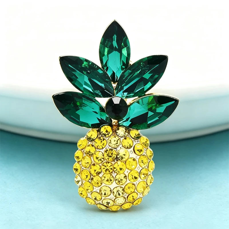 PENDRA Tropica Shimmering Rhinestone Pineapple Brooch