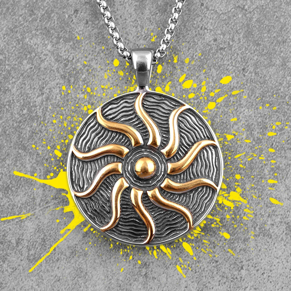 PENDRA Apollo Talisman Sun Steel Necklace