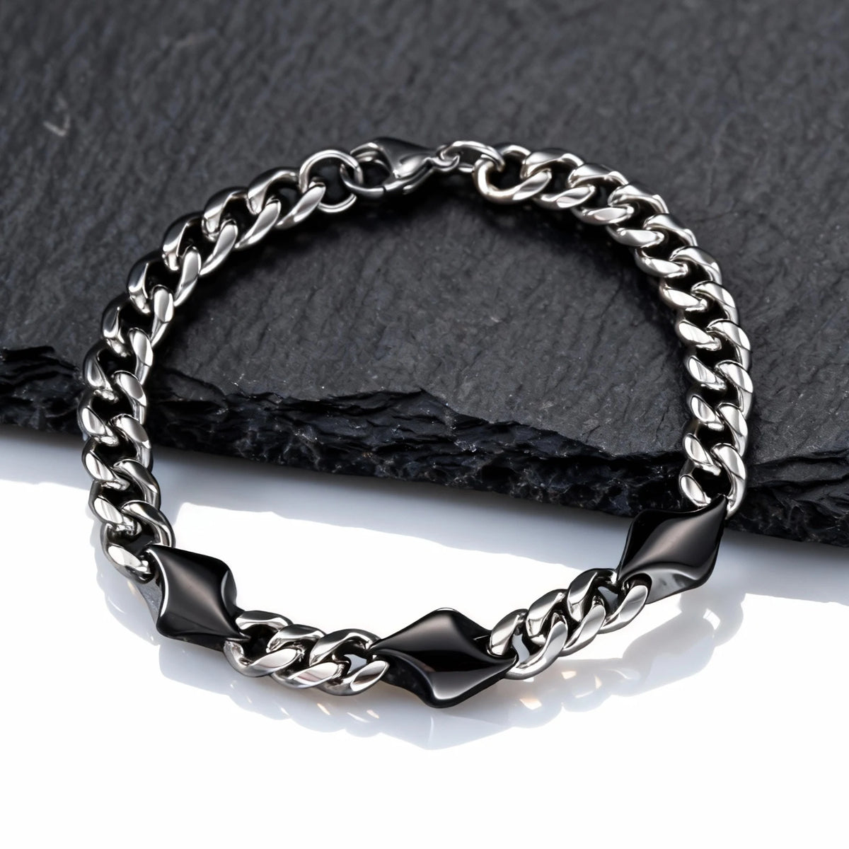 Cool Punk Stainless Steel Chain Bracelet for Men,21CM Silver Color Metal Chain Wristband,Hip Hop Jewelry Gift