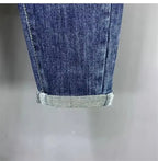 Korean Luxury Clothing Jeans Men's Autumn New High-end Brand Slim-fitting Small Feet Blue Washed Retro Ruffian Handsome Trousers