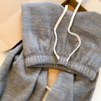 Lazy style wide leg pants women in winter elastic waistband slimming loose and hanging straight leg floor length pants