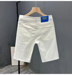 High-quality 2026 White Denim Shorts Men's Trendy Brand Korean Slim-fit Men's Black High-end Medium Pants Short Jeans for Men