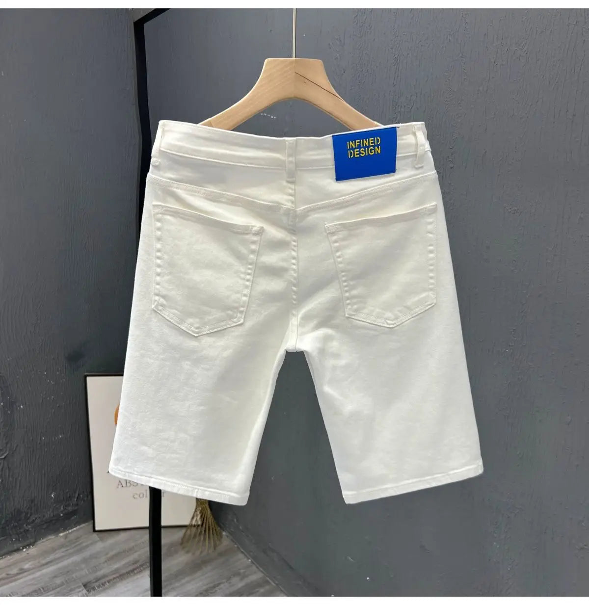 High-quality 2026 White Denim Shorts Men's Trendy Brand Korean Slim-fit Men's Black High-end Medium Pants Short Jeans for Men