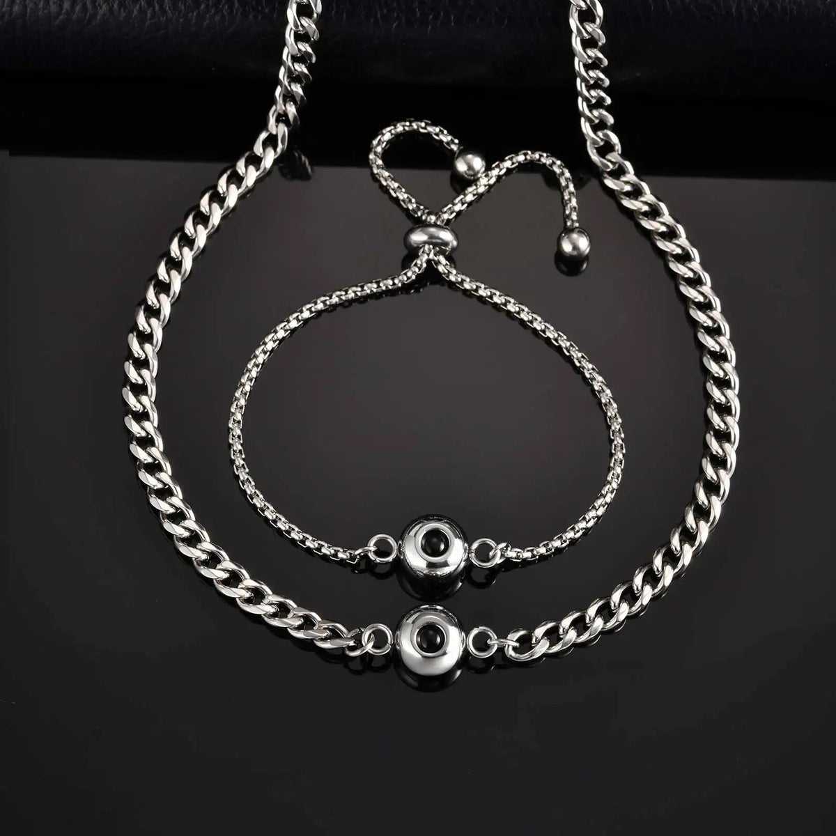 Customized Projection Stone Necklace for Men,Stainless Steel Cuban Chain Collars,Anniversary's Day Gift