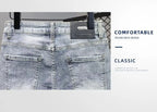 New Kpop Summer Casual Knee Length Men's Jeans Shorts Fashion Embroidered Rabbit Printed Hot Drilled Slim Thin Short Trousers