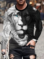 PENDRA Black White Lion Long-Sleeve Long Sleeve T-Shirt