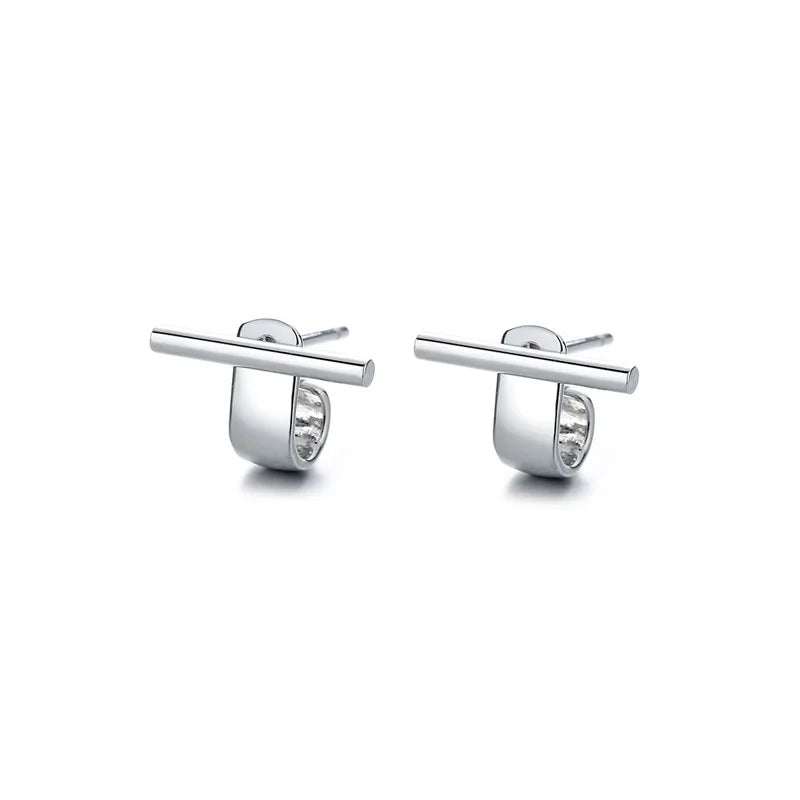 VENTFILLE 925 Sterling Silver Geometry Studs Earring for Women Splicing Korean Hip Hop Versatile Jewelry Gift Dropshipping
