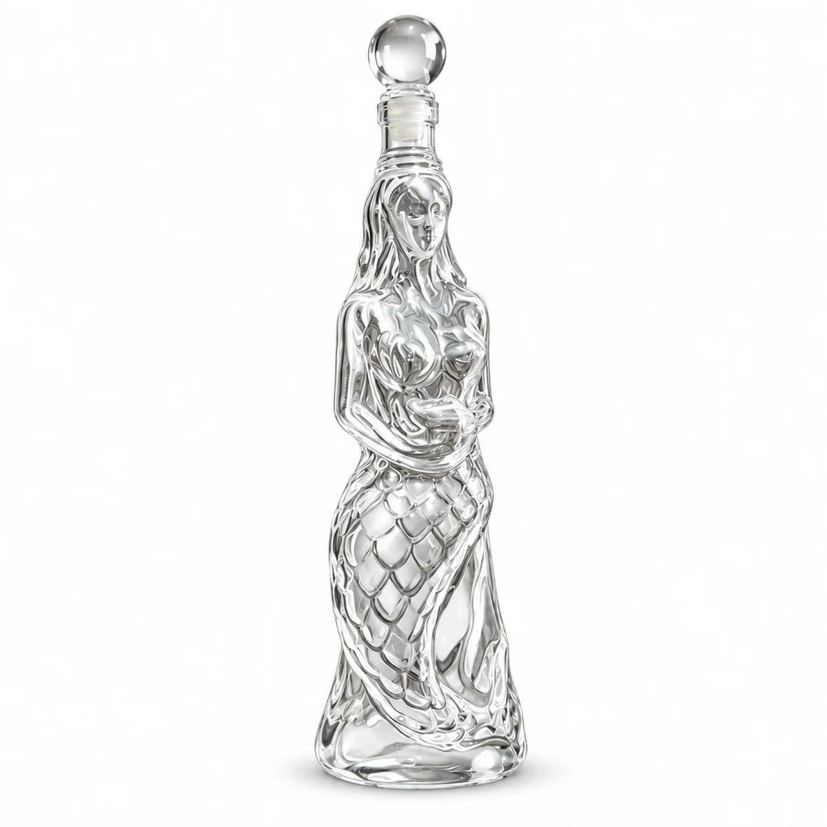 Unique Mermaid Art Glass Bottle Decanter, Decorative Liquor Wine Container, Man Cave Bar Home Desktop Ornament Creative Gift