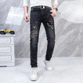 Original Brand Men's Clothing Autumn and Winter New Trend Letter Embroidered Jeans Men's Slim Fashion Korean Elastic Trousers