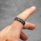 PENDRA Braid Open Rock Steel Ring