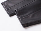 Casual leather pants women in autumn new high waisted loose fitting solid color wide leg nine inch Haren balloon pants