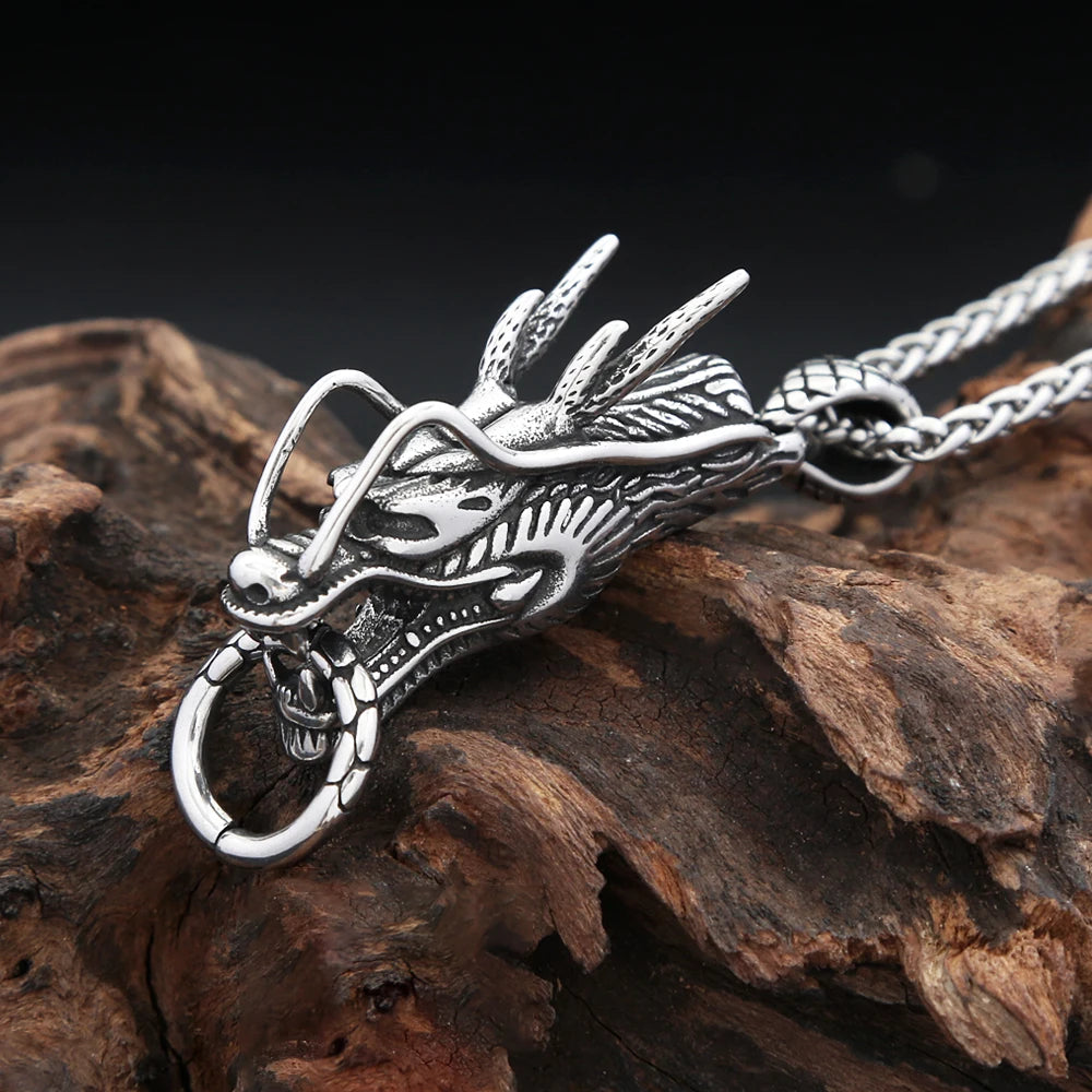 PENDRA Dragoncrest Stainless Steel Dragon Head Pendant