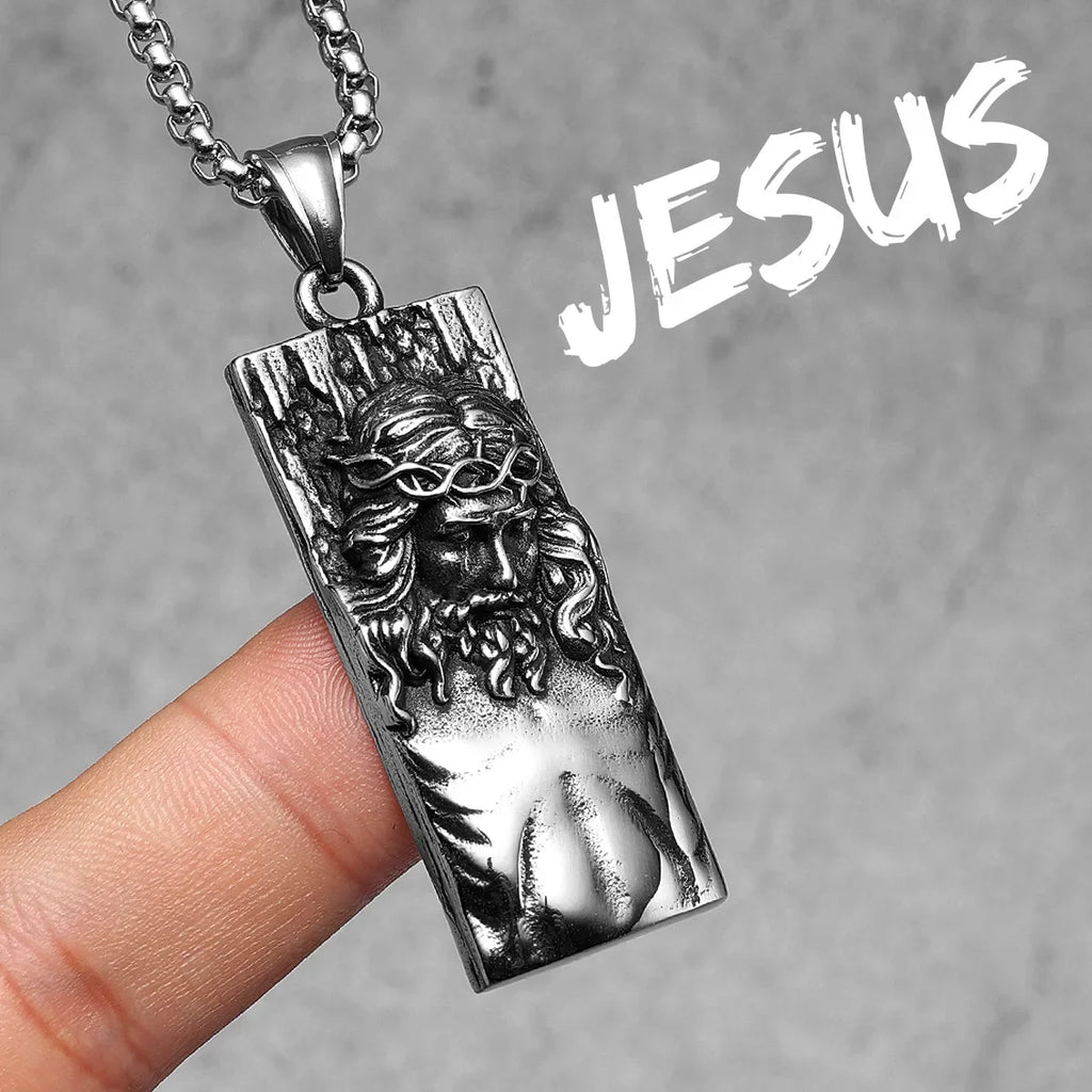 PENDRA Jesus Angel Cross Steel Necklace