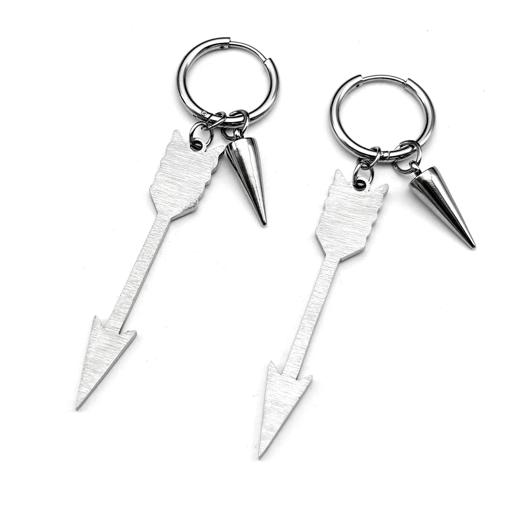 Longbow Archery Rivet Earrings For Women Men Stainless Steel Silver Color Sword Hiphop Party Male Dangle Earring Jewelry Gifts