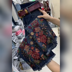 PENDRA Embroidered Denim Flared Ethnic Heavy Industry Hot Diamond Pants