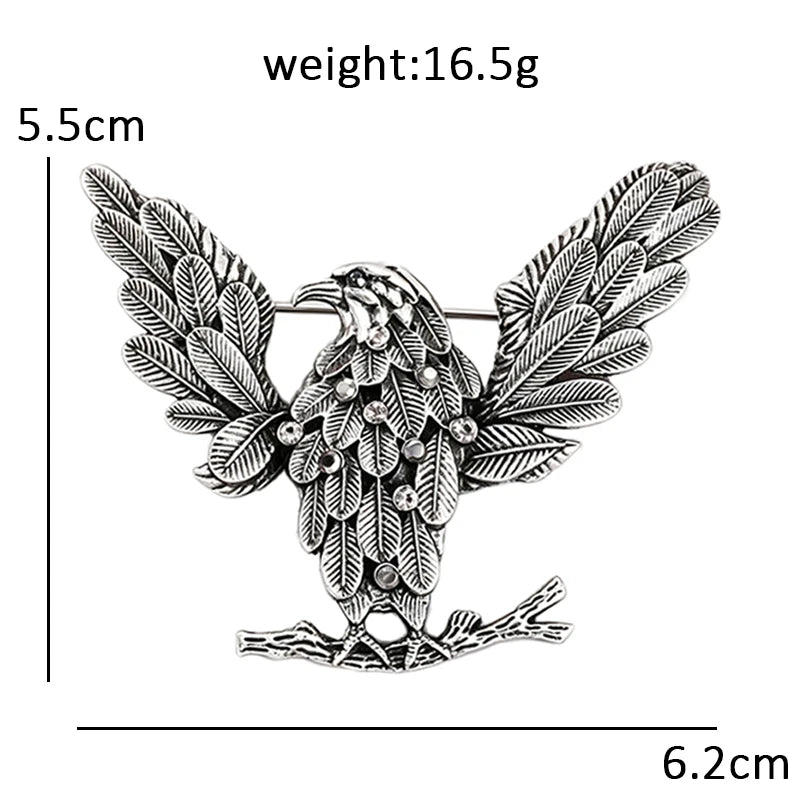 Wuli&baby Vintage Eagle Brooches For Women Unisex 2-color Lovely Rhinestone Bird Animal Party Casual Brooch Pins Gifts