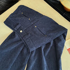 Deep blue wide leg casual pants women's autumn and winter 2025 new loose thick fashion versatile striped straight leg pants
