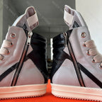 PENDRA Shadowline Grey Black Leather High-Top Zip Thick-Sole Ankle Boots