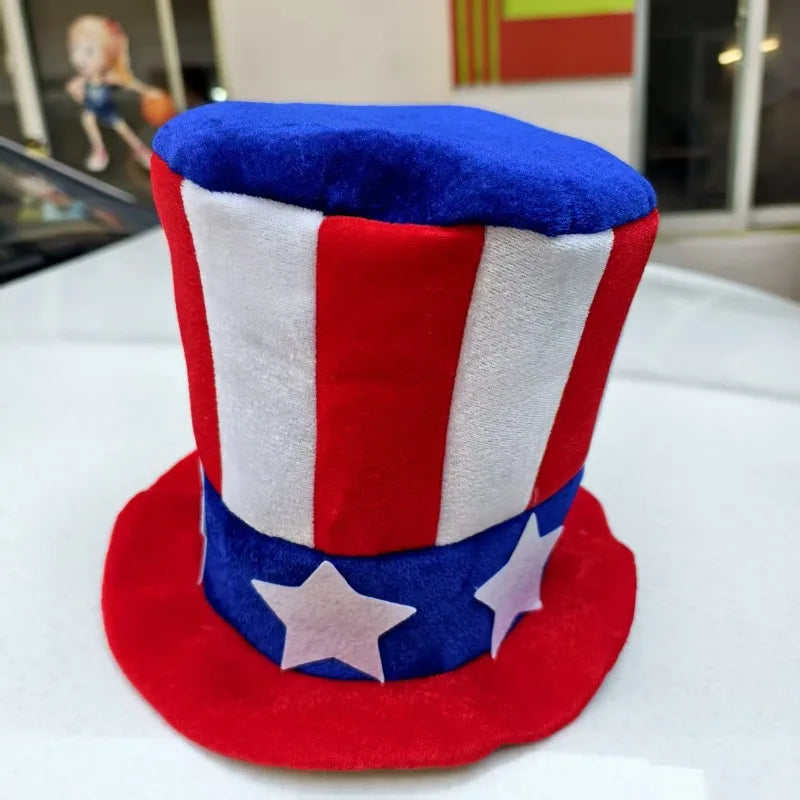 Uncle Sam Hat with American Flag - Funky -Free Tall Top Hat Suitable for 4th of Parties, Parades, Themed Costumes & Costume