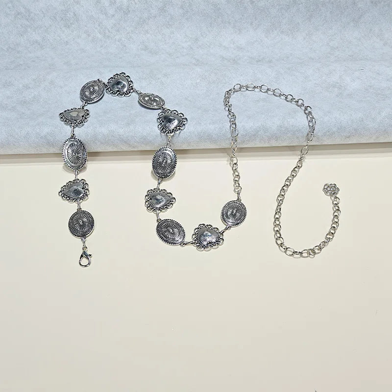 Vintage Women Waist Chain Belt Female Metallic Love-Heart Punk Gothic Accessories conch Metal Body Jewelry Dress Jeans Waistband