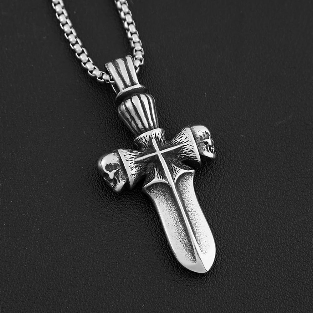 PENDRA Skullblade Punk Skull Sword Pendant Necklace