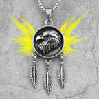 PENDRA Indian Eagle Feather Steel Necklace