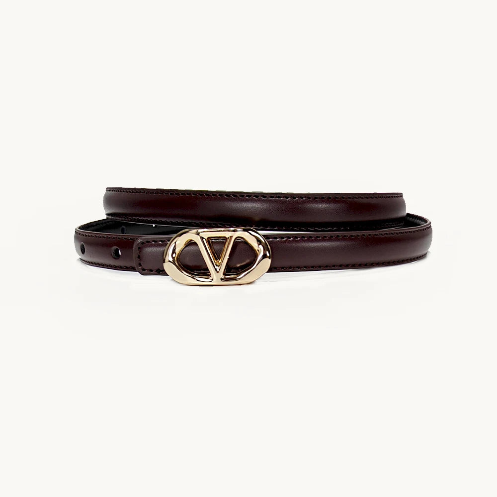 New fashion Letter V casual women's leather belt business style high-end Luxury Designer Dress Jeans Belt Elegant Thin Corset