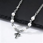 PENDRA Cross Pearl Beaded Necklace