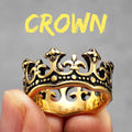 Aesthetic Crown Men Rings Stainless Steel Punk Rock Vintage Cool Stuff Fashion Jewelry Accessories For Women Gift Wholesale