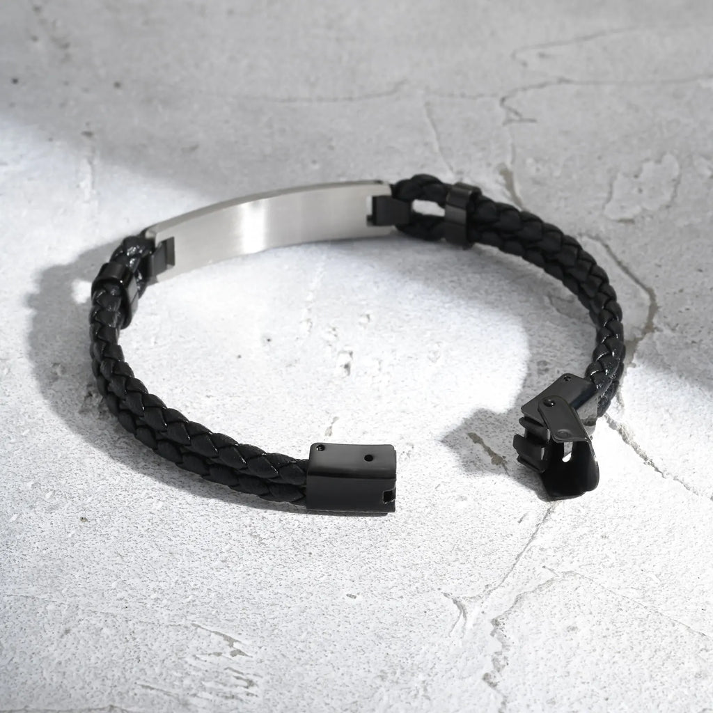 Stylsh Customized Bracelets for Men,Double Microfiber Round Leather Rope Wristband,Personalized Gentle Gifts to AHusband
