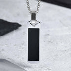 Stylish Men's Black Enamel Necklace,Stainless Steel Geometric Square Small Dogtags Necklace,Anniversary Birthday Father Gift