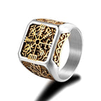 PENDRA Viking Trident Gold Steel Ring