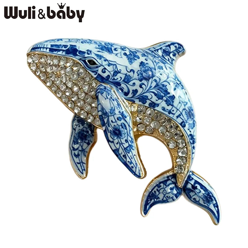 PENDRA Porcelain Animal Collection Rhinestone Brooch