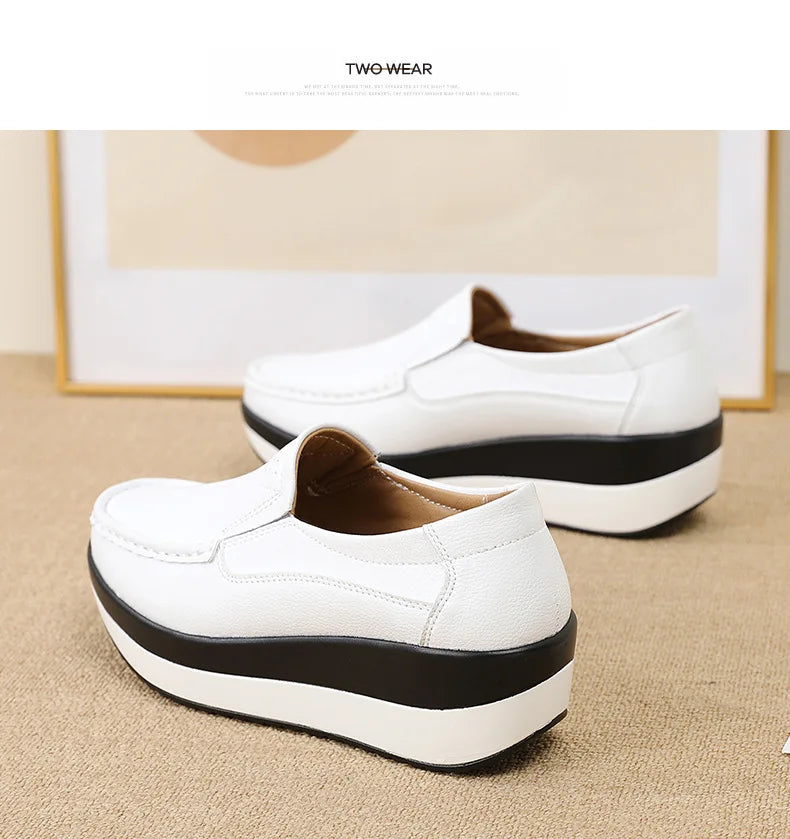 PENDRA Leather Sports Platform Shoes