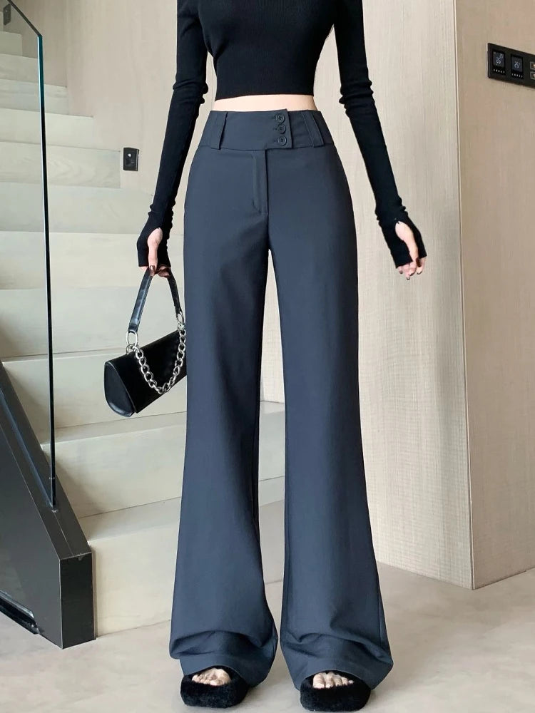 Advanced style suit pants women autumn high waisted slim fit versatile hanging down feeling casual and wide leg pants