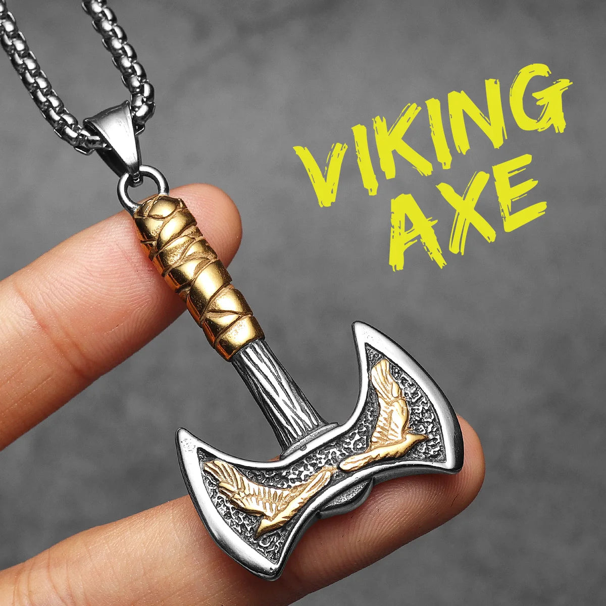 PENDRA Phoenix Axe Steel Necklace