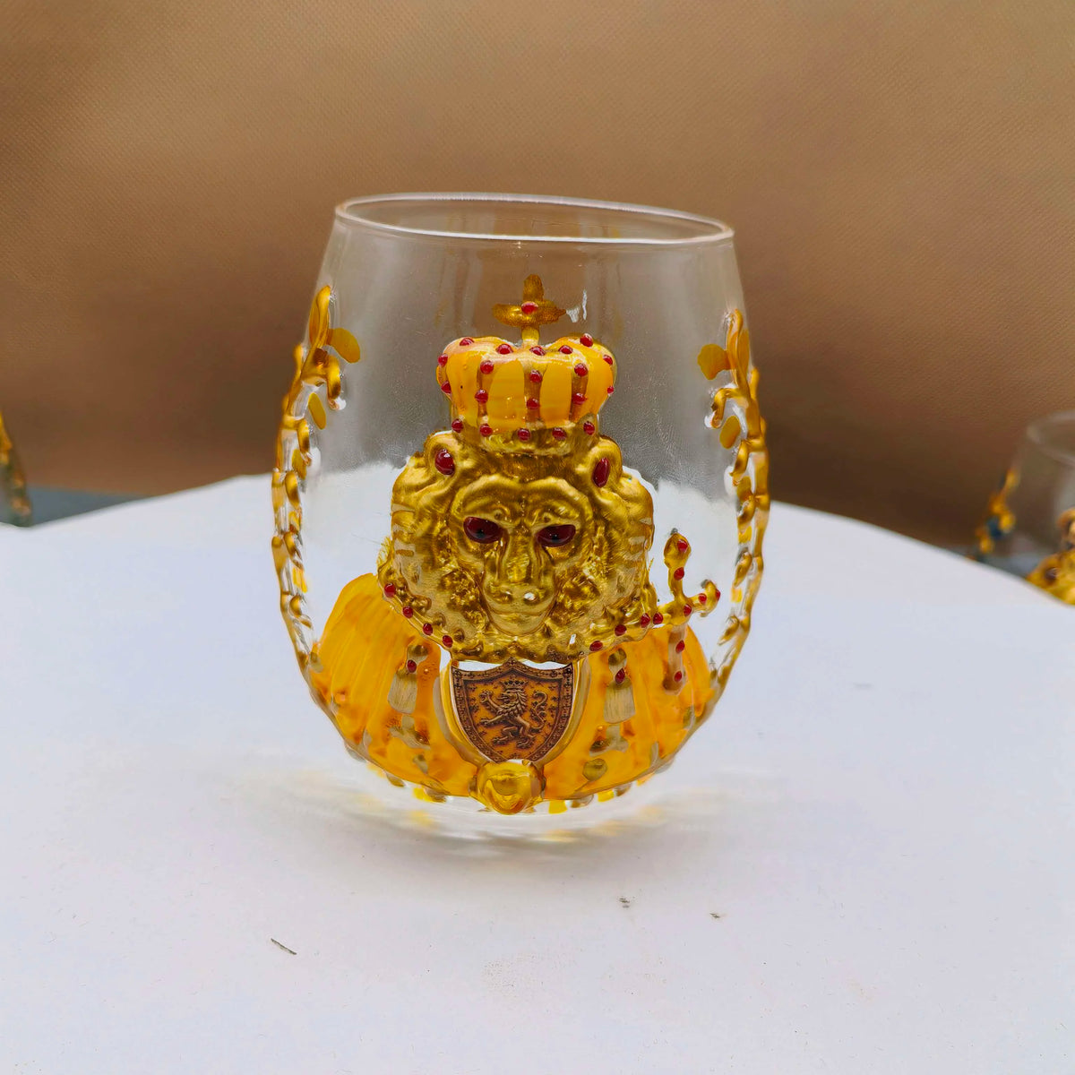 3D Crown Lion Drinking Glass Vintage Royal Style Whiskey Cup Creative Bar Tumbler for Home Party Gift Collection