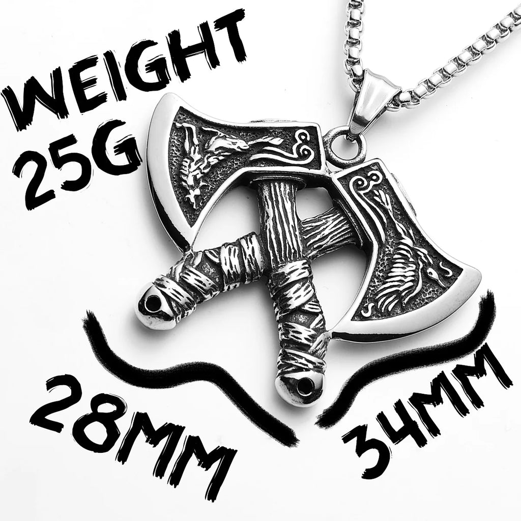 Viking Double Axe Men Necklaces Stainless Steel Pendant Chain Women Punk Fashion Jewelry New In Accessories Gifts Wholesale