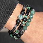 Ethnic Bead Bracelet for Men Boys,Layered African Pine Bead Wristband,Punk Jewelry Gift