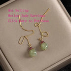 PENDRA Gold Jade Hetian Color Earrings