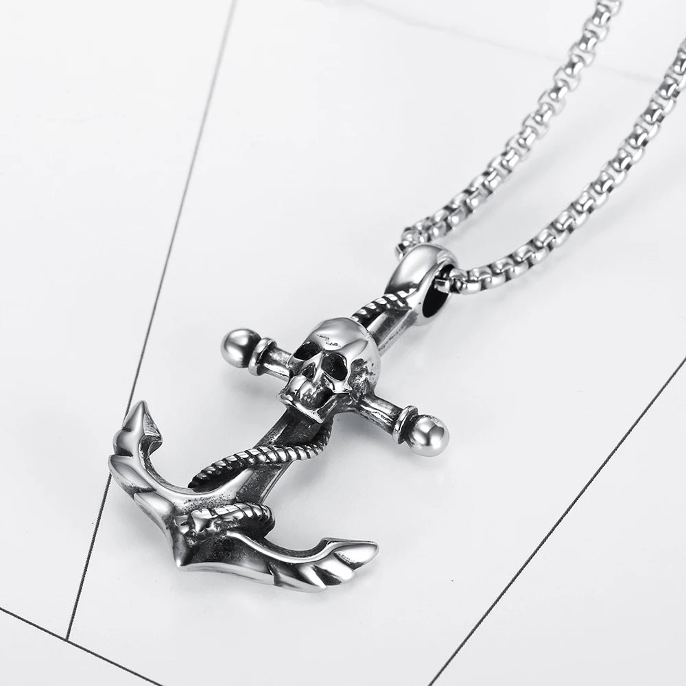 PENDRA AnchorSkull Skull Anchor Pendant Necklace