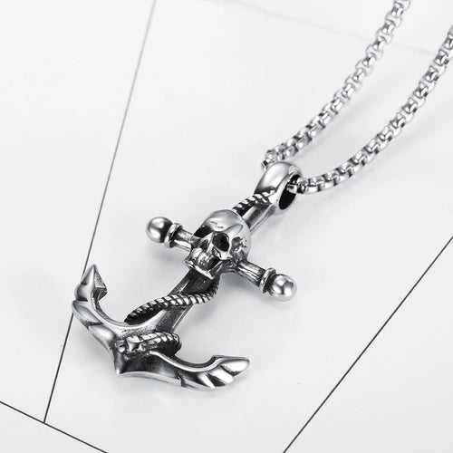 PENDRA AnchorSkull Skull Anchor Pendant Necklace