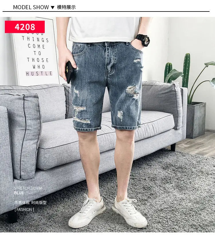 PENDRA Denim Washed Distressed Pants