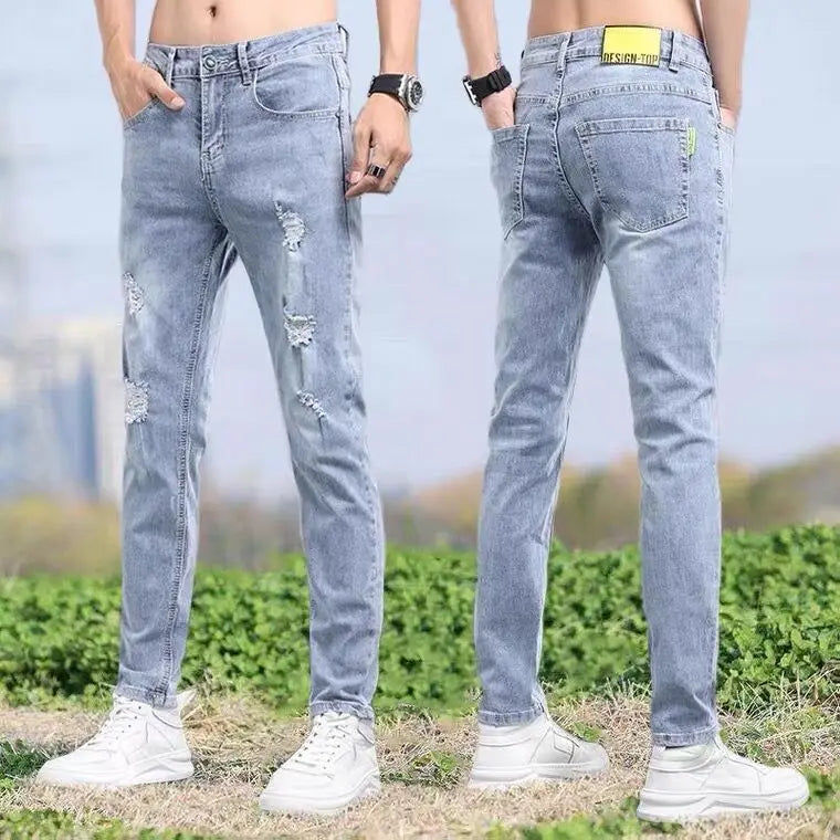 Comfortable Stylish Trendy Luxury Men's Jeans 2023 Summer Blue Cowboy Classic Jeans Casual Stretch Luxury Denim Pants for Men