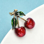 PENDRA Cherryelle Classic Enamel Cherry Brooch