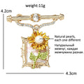PENDRA Pearlfleur Natural Pearl Oil-Painting Flower Brooch