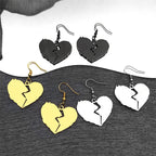 Gothic Style Broken Heart Dangle Earrings for Women Stainless Steel Gold Black Color Cool Girl Charm Party Drop Earrings Jewelry