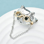 PENDRA Spectacat Chain Metal Cat Brooch