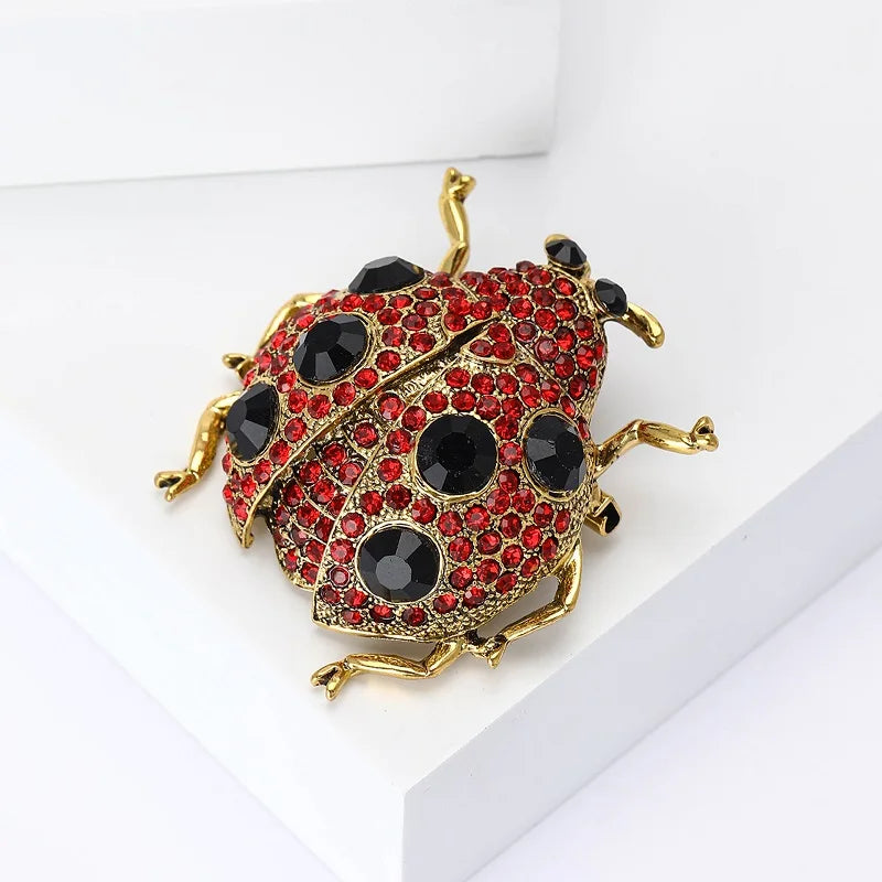 PENDRA Jewel Beetle Rhinestone Insect Brooch